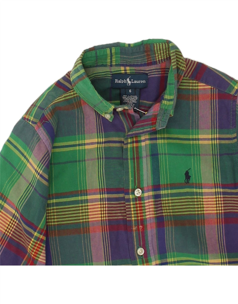 RALPH LAUREN Boys Shirt 5-6 Years Green Check Cotton | Vintage Ralph Lauren | Thrift | Second-Hand Ralph Lauren | Used Clothing | Messina Hembry 