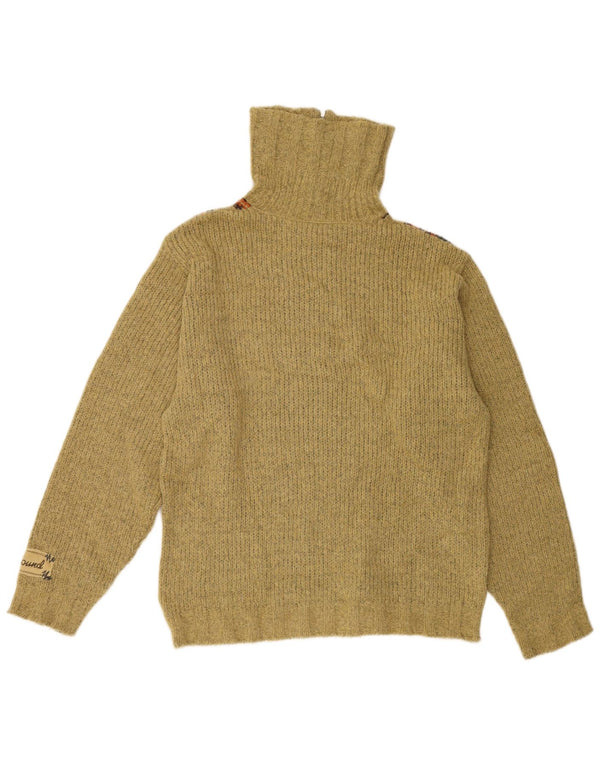 Foxhound Mens Zip Neck Jumper Sweater Medium Khaki Striped Wool