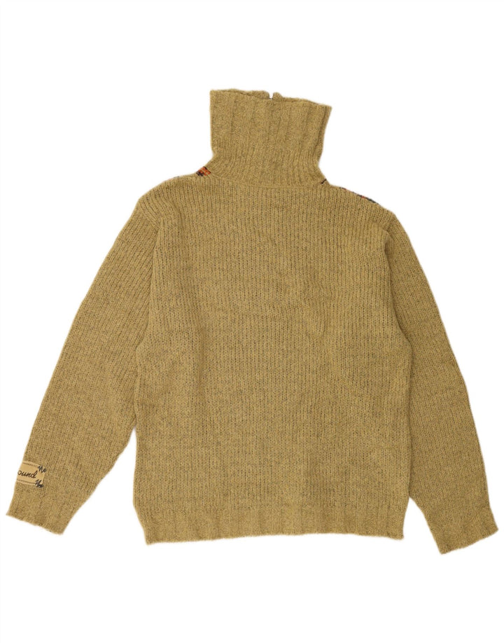 Foxhound Mens Zip Neck Jumper Sweater Medium Khaki Striped Wool
