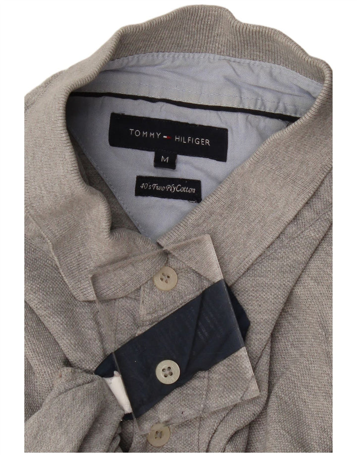 Tommy Hilfiger Mens Polo Shirt Medium Grey Flecked Cotton