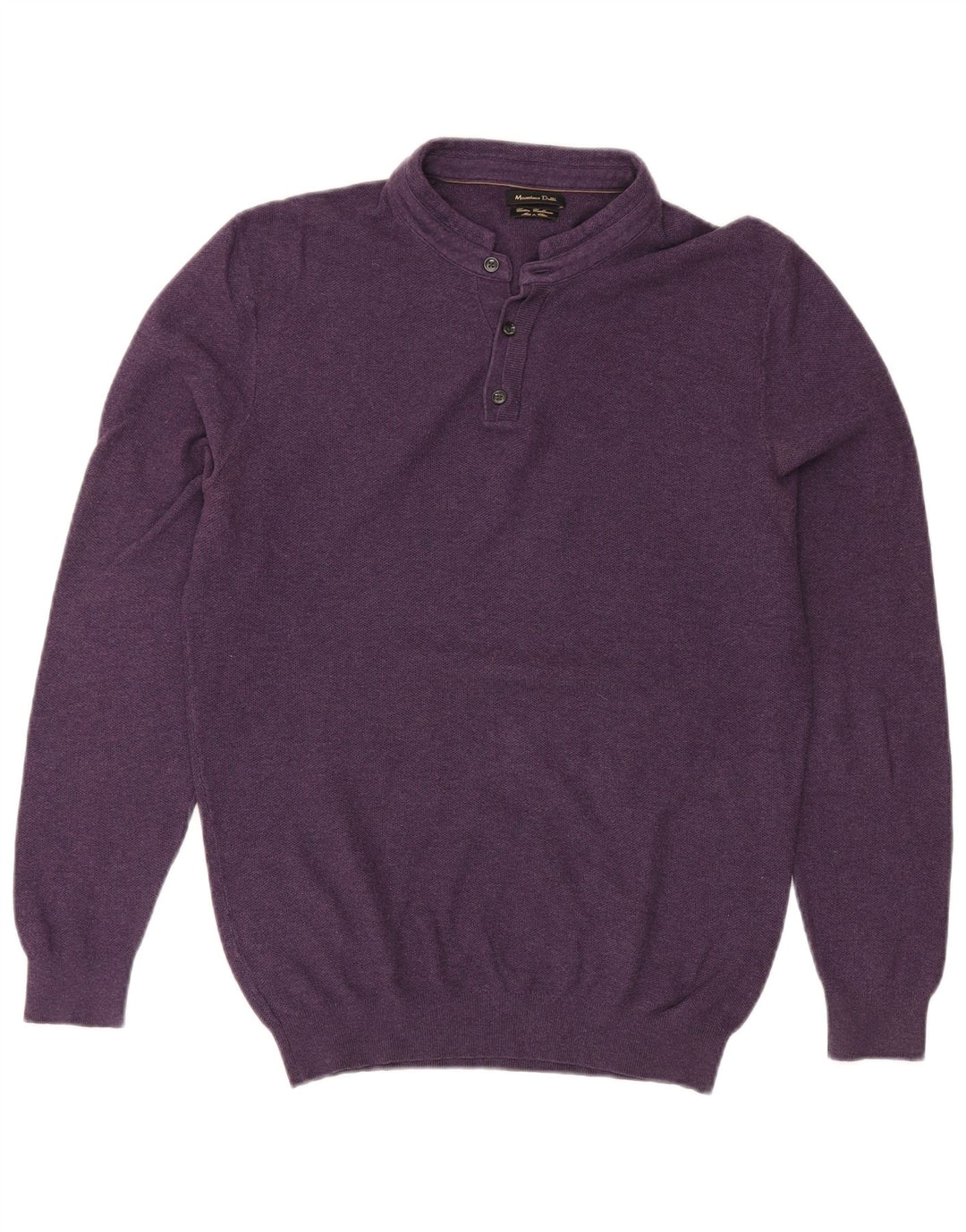 Massimo Dutti Mens Button Neck Jumper Sweater Large Purple