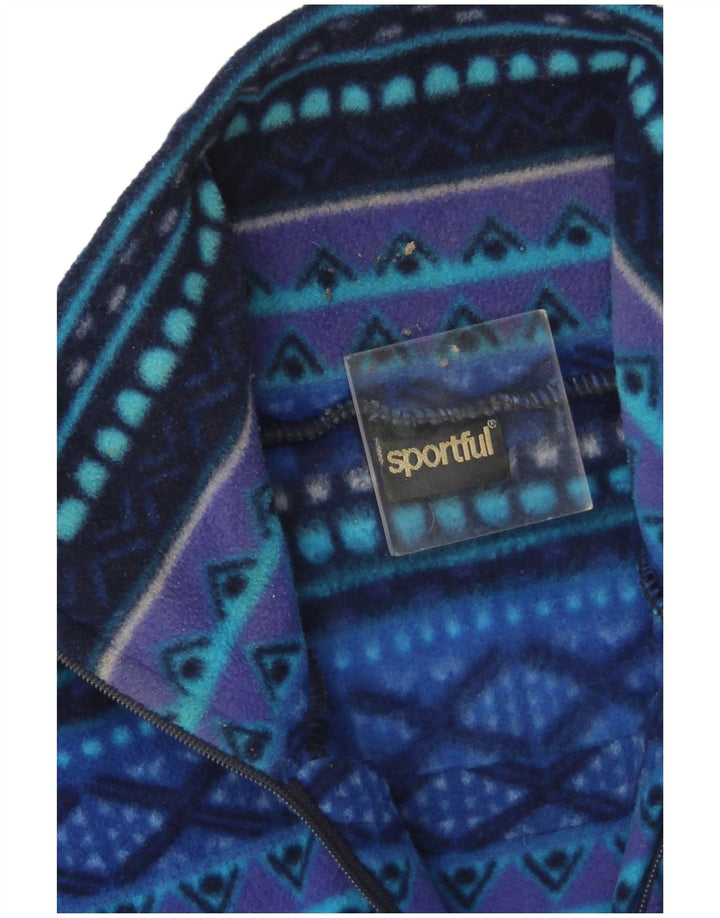Sportful Mens Zip Neck Fleece Jumper IT 50 Medium Blue Geometric Polyester