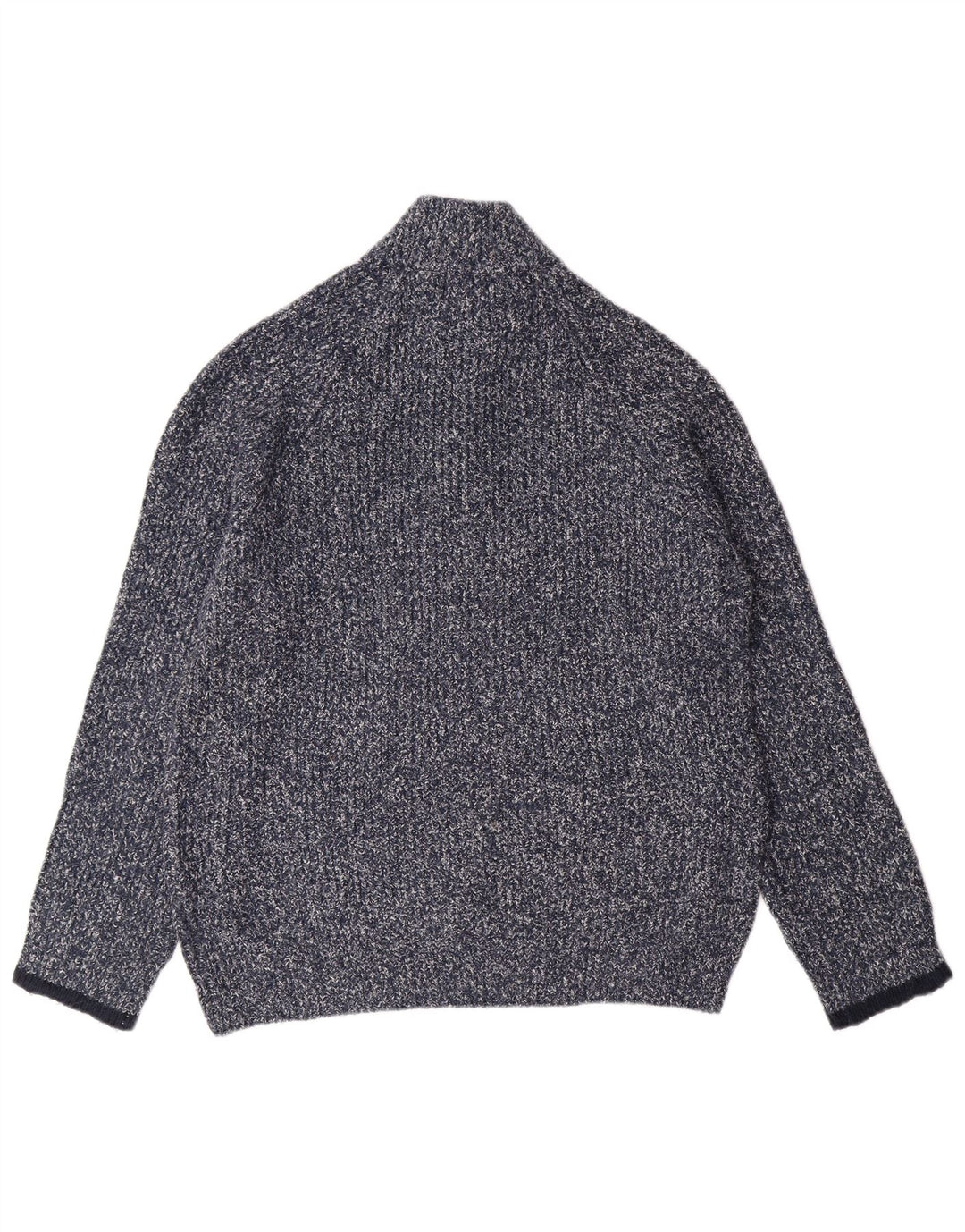 MARKS & SPENCER Mens Zip Neck Jumper Sweater Large Blue Flecked Classic