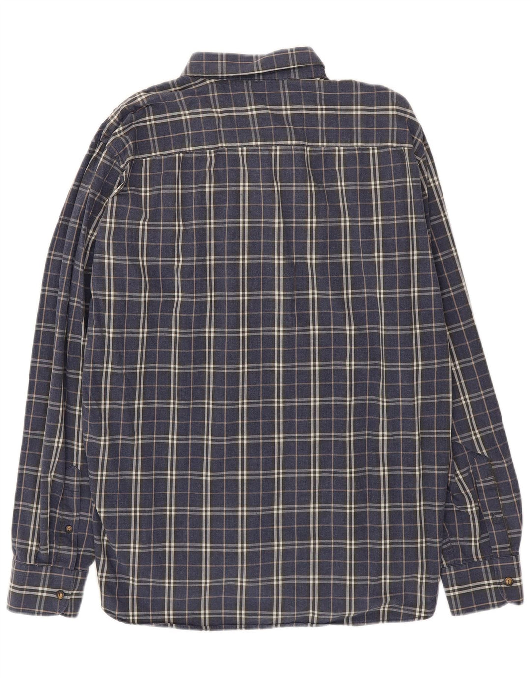 Benetton Mens Shirt 2XL Navy Blue Check Cotton