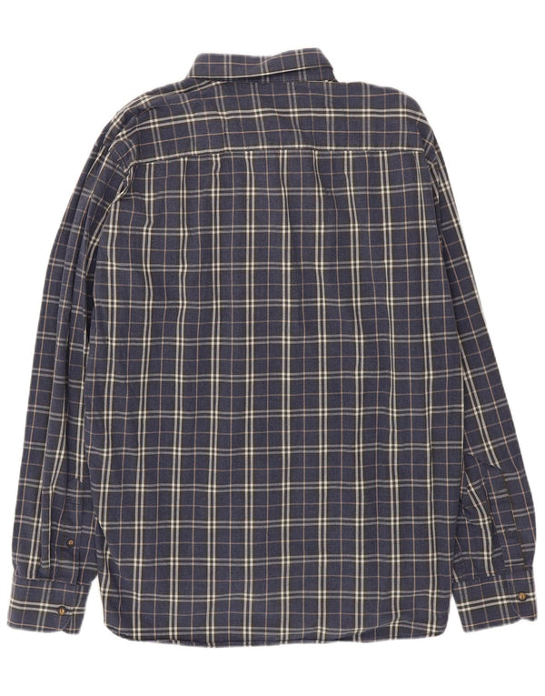 Benetton Mens Shirt 2XL Navy Blue Check Cotton