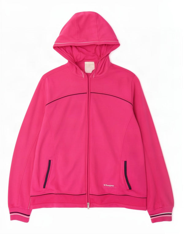 Champion Womens Easy Fit Zip Hoodie Sweater UK 18 XL Pink Cotton