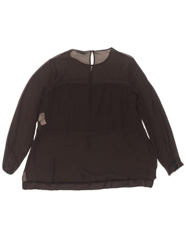 Zara Womens Long Sleeve Blouse Top UK 10 Small Black Polyester