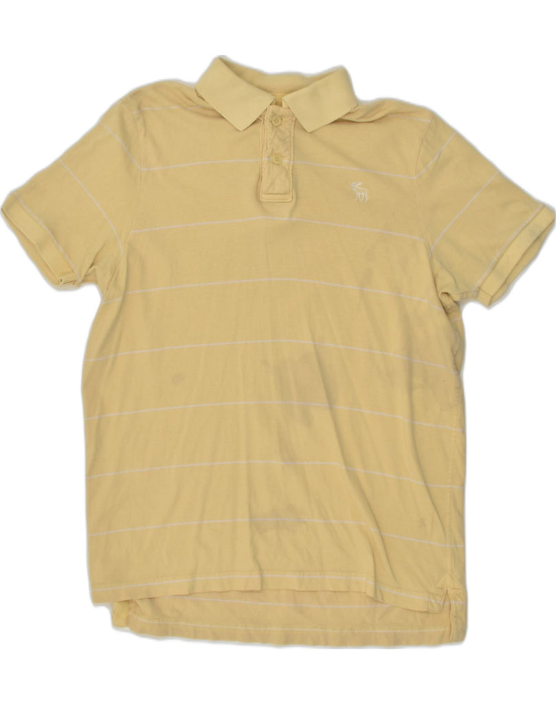 ABERCROMBIE & FITCH Mens Polo Shirt 2XL Beige Striped Cotton | Vintage Abercrombie & Fitch | Thrift | Second-Hand Abercrombie & Fitch | Used Clothing | Messina Hembry 