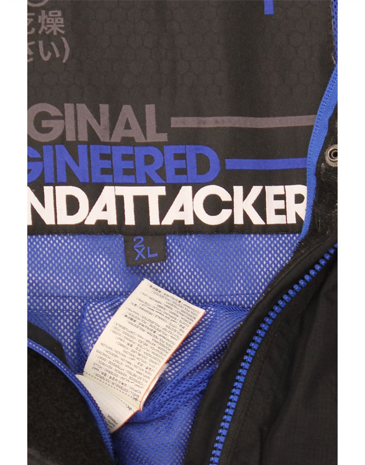 SUPERDRY Mens The Wind Attacker Graphic Rain Jacket UK 44 2XL Black Nylon