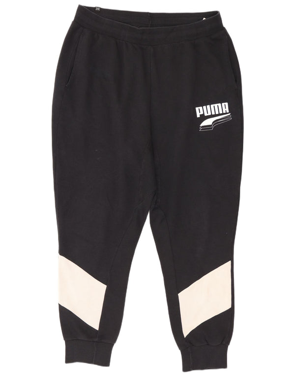 Puma Mens Tracksuit Trousers Joggers XL Black Colourblock Cotton Sports