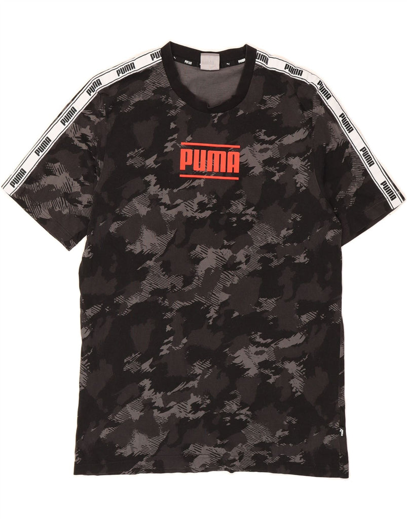 PUMA Mens Graphic T-Shirt Top Medium Black Camouflage Cotton Sports Vintage Puma and Second-Hand Puma from Messina Hembry 