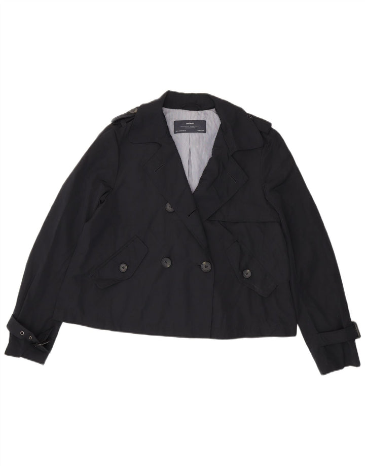 Zara Womens Pea Coat UK 14 Medium Navy Blue Polyester
