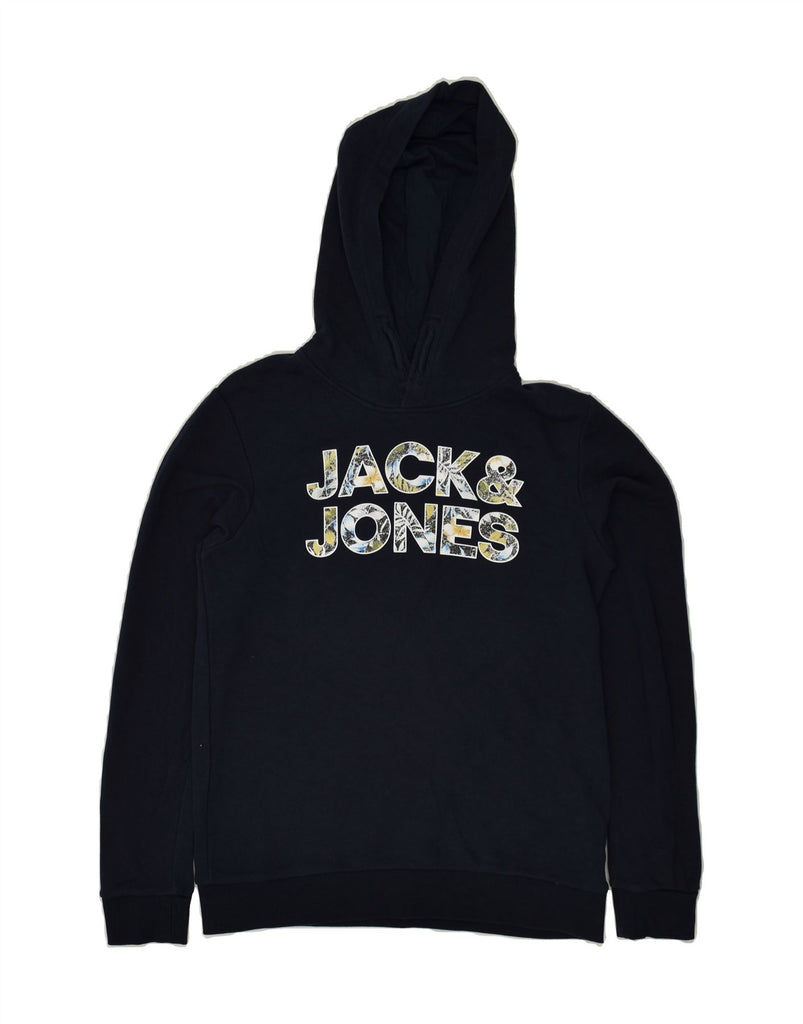 JACK & JONES Girls Graphic Hoodie Jumper 13-14 Years Navy Blue Cotton | Vintage Jack & Jones | Thrift | Second-Hand Jack & Jones | Used Clothing | Messina Hembry 