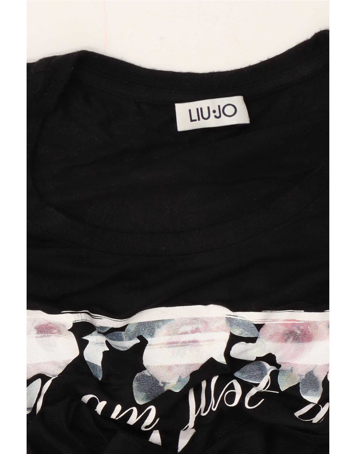 Liu Jo Womens Graphic T-Shirt Top UK 12 Medium Black