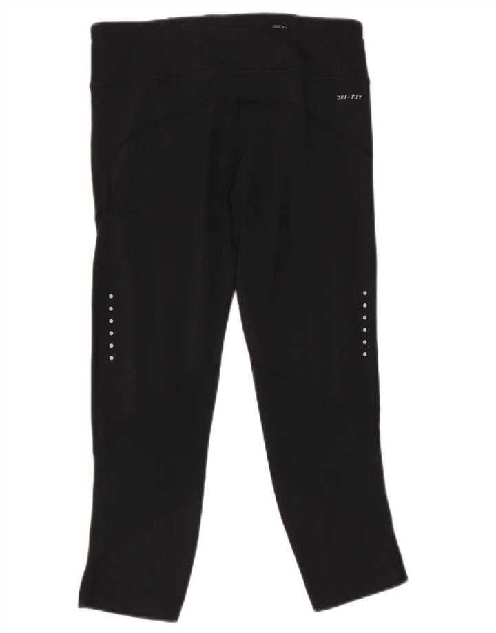 NIKE Womens Dri Fit Capri Leggings UK 12 Medium  Black Nylon