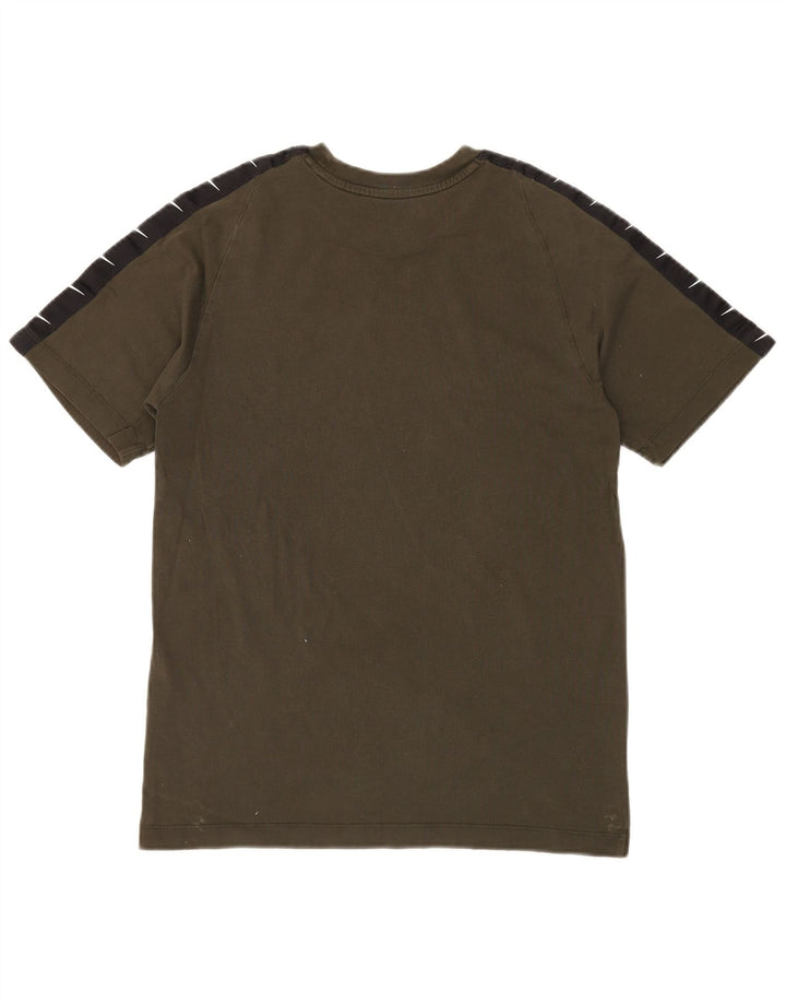 NIKE Mens Graphic T-Shirt Top Small Khaki Colourblock Cotton