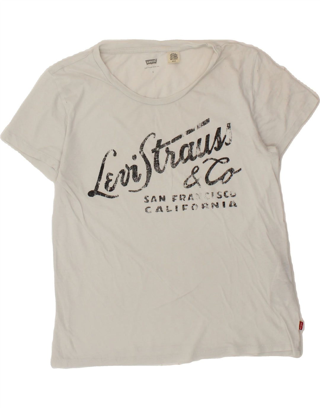 LEVI'S Womens Graphic T-Shirt Top UK 10 Small White Vintage Levi's and Second-Hand Levi's from Messina Hembry 