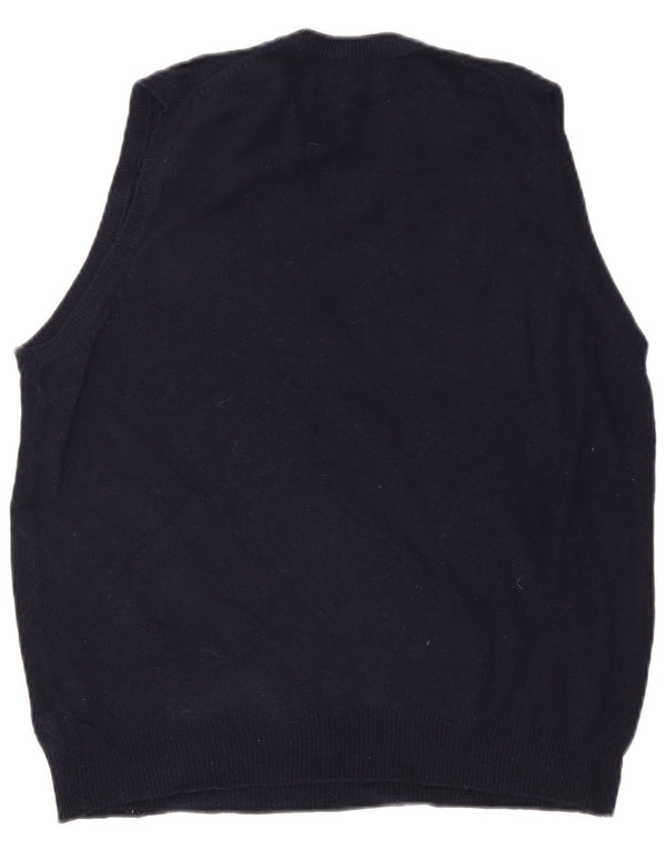 Marks & Spencer Mens Vest Tank Top Medium Navy Blue Wool