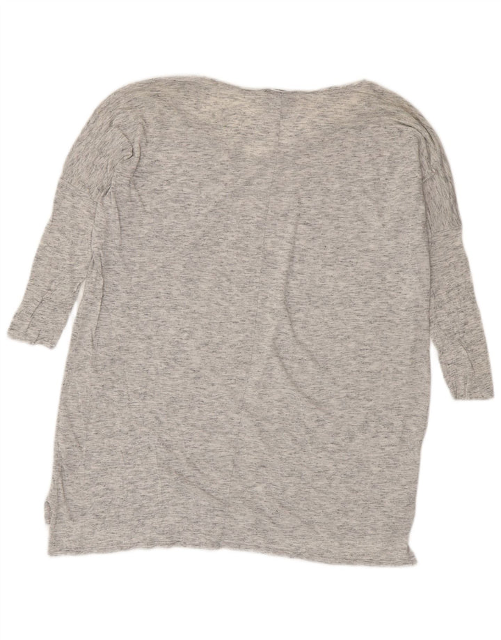 Topshop Womens Oversized Top 3/4 Sleeve UK 8 Small Grey Flecked Viscose