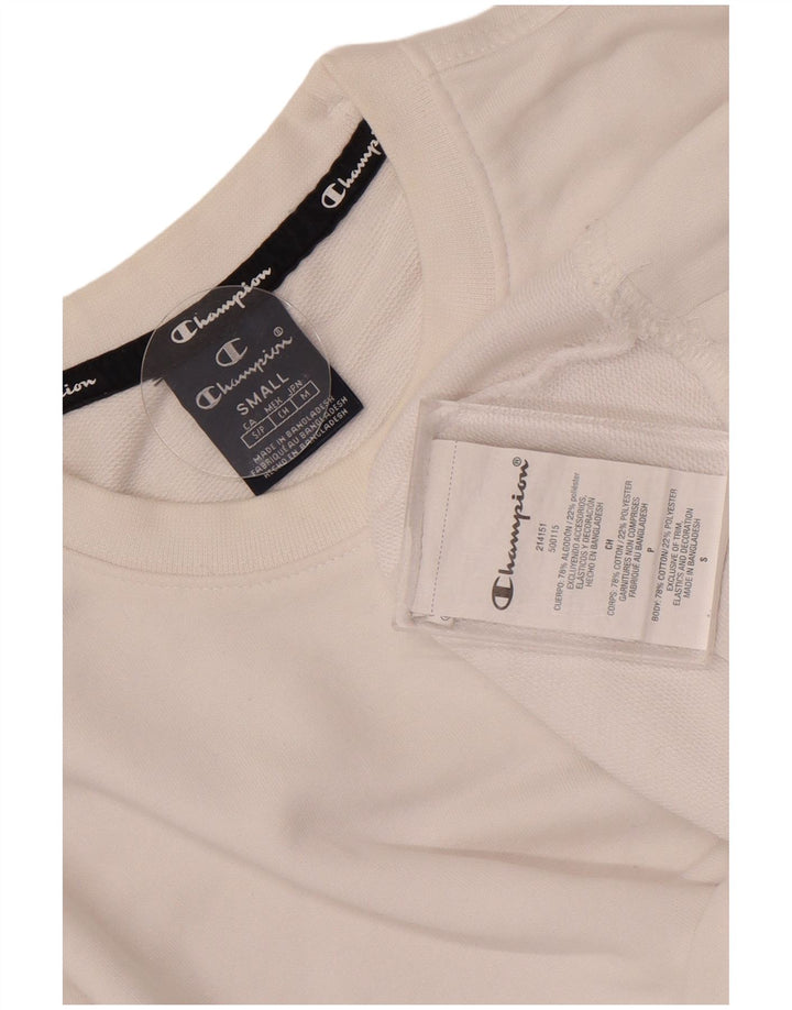 Champion Mens Sweatshirt Jumper Small White Cotton