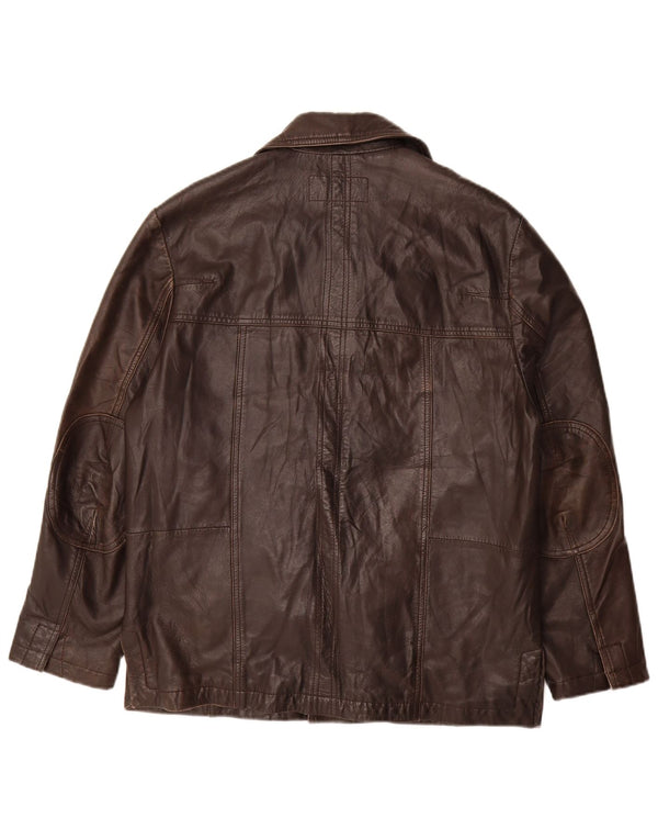 Vintage Mens Leather Jacket EU 48 Medium Brown Leather