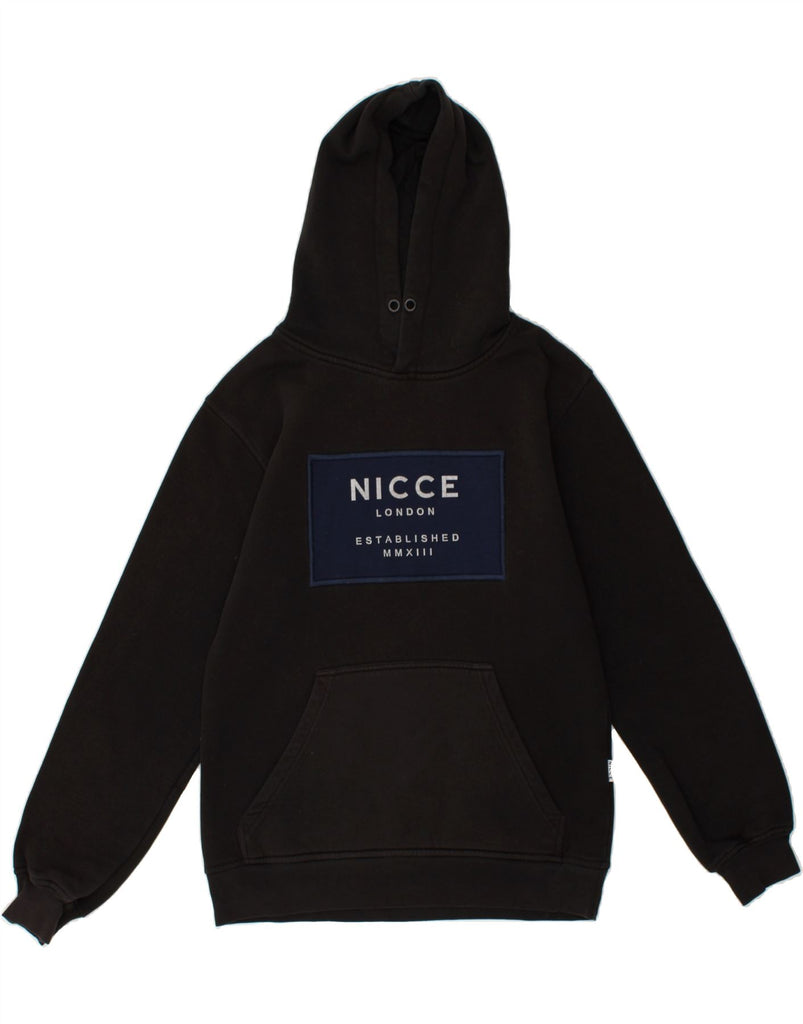 NICCE Mens Graphic Hoodie Jumper Small Black Cotton | Vintage Nicce | Thrift | Second-Hand Nicce | Used Clothing | Messina Hembry 