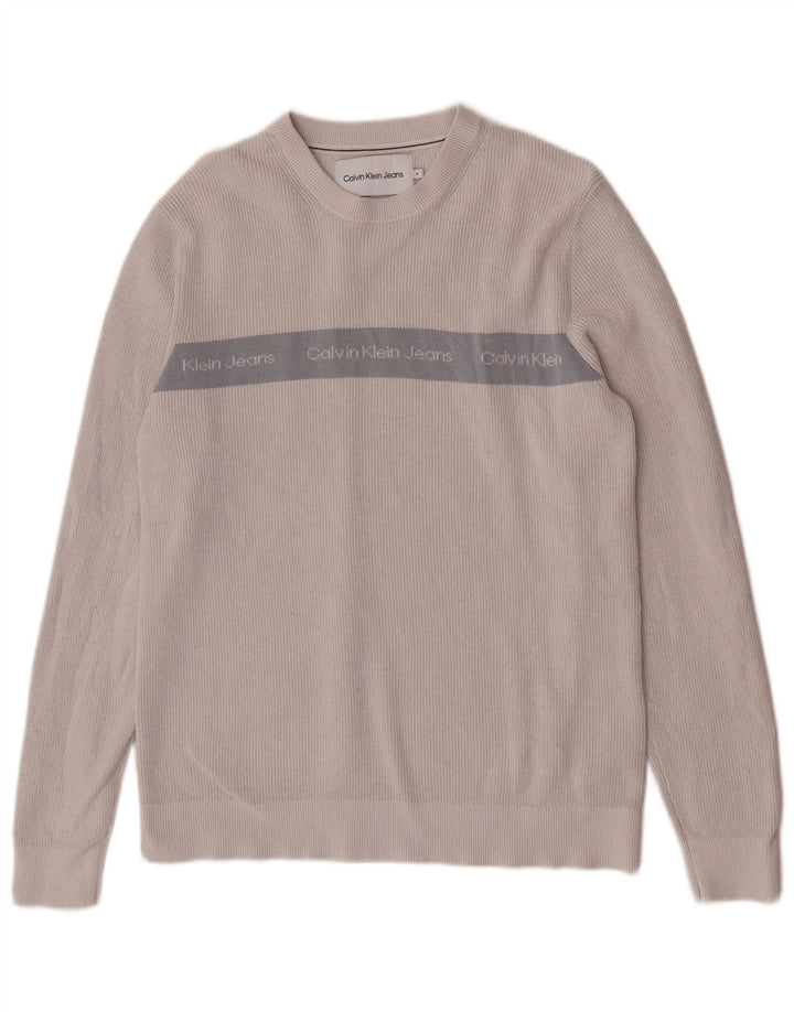 Calvin Klein Jeans Mens Crew Neck Jumper Sweater Medium Grey Colourblock