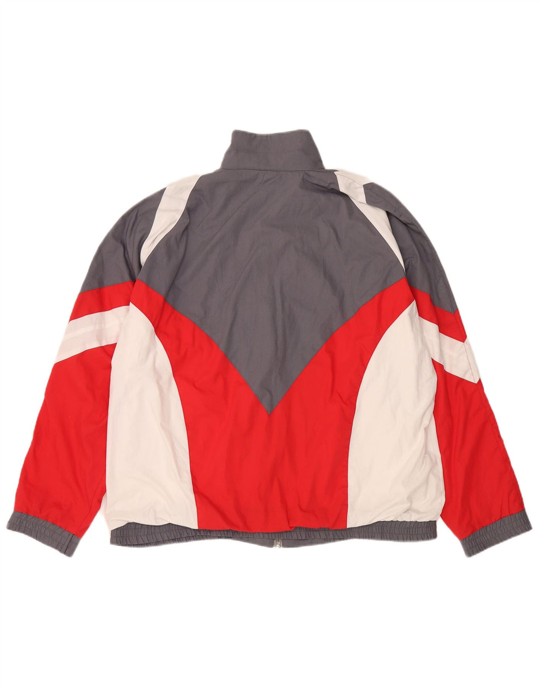 VINTAGE Mens Loose Fit Tracksuit Top Jacket Medium Grey Colourblock Cotton
