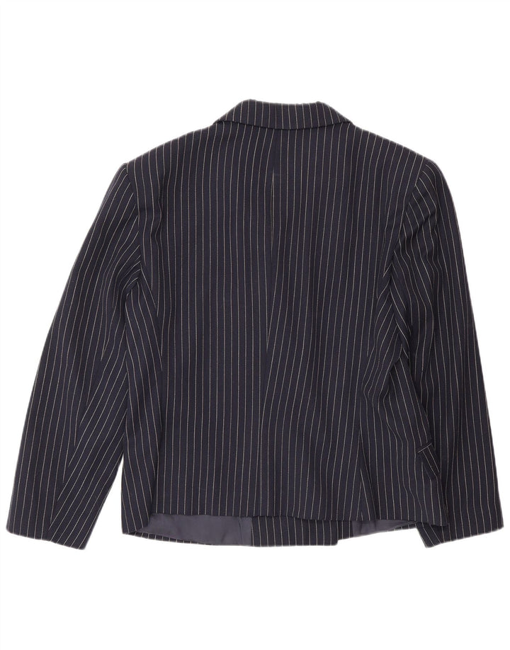 Vintage Womens Double Breasted Blazer Jacket IT 48 XL Navy Blue Pinstripe