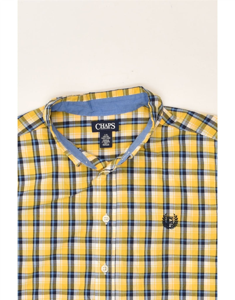 CHAPS Boys Easy Care Shirt 14-15 Years Large Yellow Check Cotton | Vintage Chaps | Thrift | Second-Hand Chaps | Used Clothing | Messina Hembry 