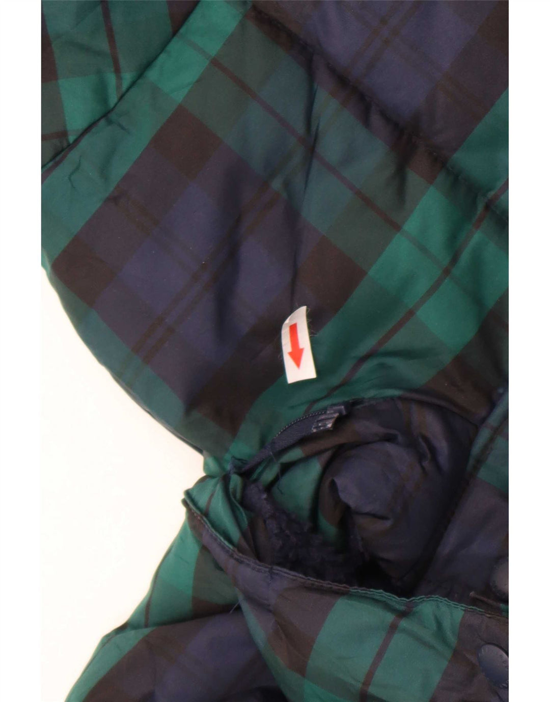 Gap Boys Hooded Padded Jacket 13-14 Years 2XL Navy Blue Check Polyester