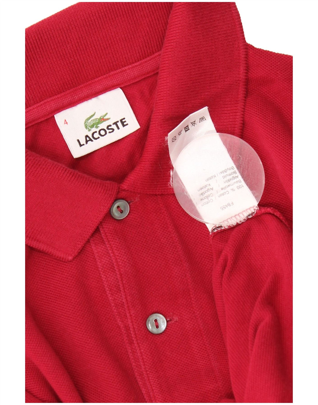 Lacoste Mens Polo Shirt Size 4 Medium Red Cotton
