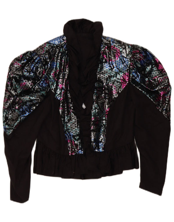 Vintage Womens Long Sleeve Blouse Top UK 10 Small Black