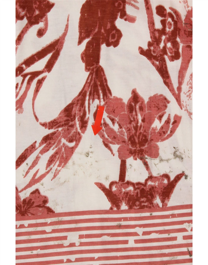 SHENANIGANS Womens Blouse Top UK 20 2XL Red Floral Cotton Vintage Shenanigans and Second-Hand Shenanigans from Messina Hembry 