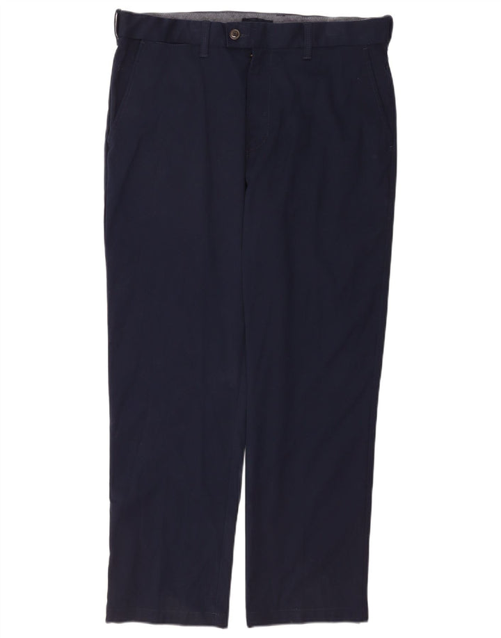 Marks & Spencer Mens Straight Suit Trousers W36 L27 Navy Blue Polyester