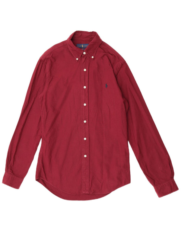 Ralph Lauren Mens Slim Fit Shirt Small Burgundy Cotton