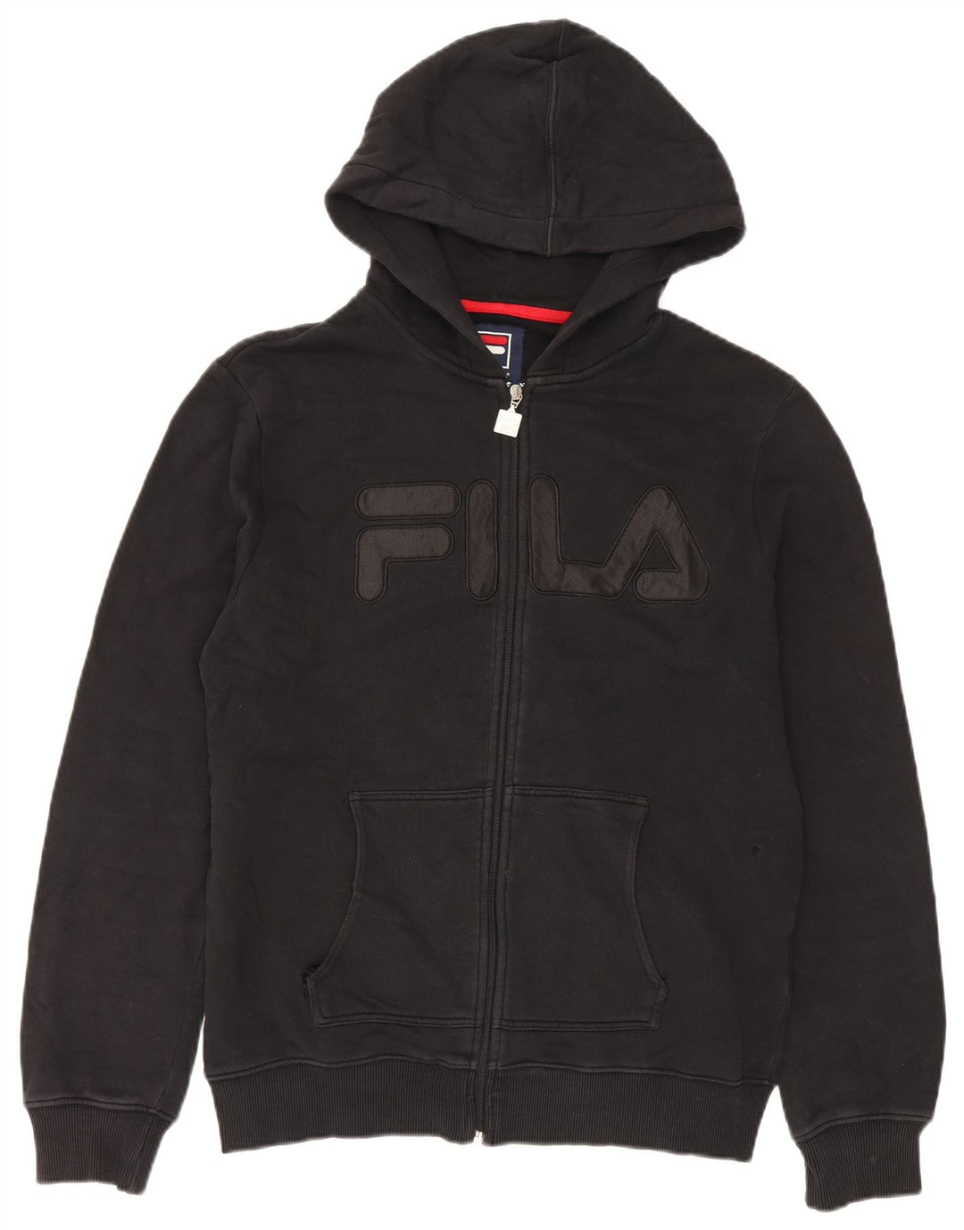 Fila Mens Graphic Zip Hoodie Sweater Large Black Cotton