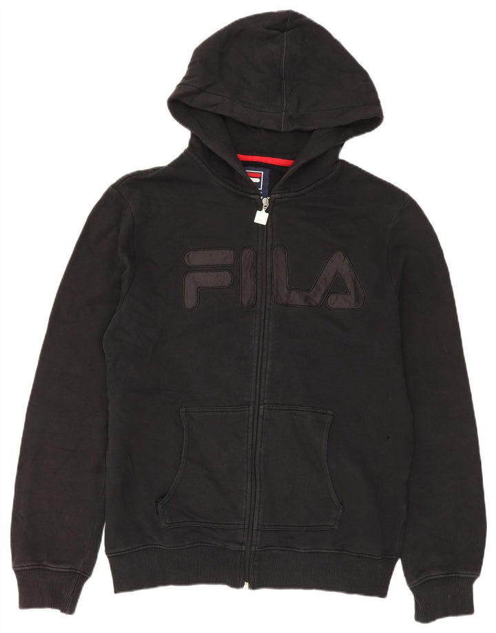 Fila Mens Graphic Zip Hoodie Sweater Large Black Cotton