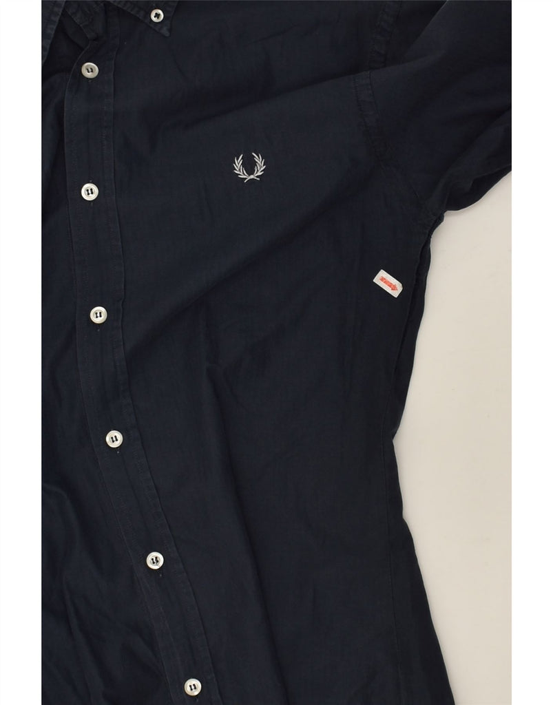 FRED PERRY Mens Slim Fit Shirt Medium Navy Blue Cotton | Vintage Fred Perry | Thrift | Second-Hand Fred Perry | Used Clothing | Messina Hembry 