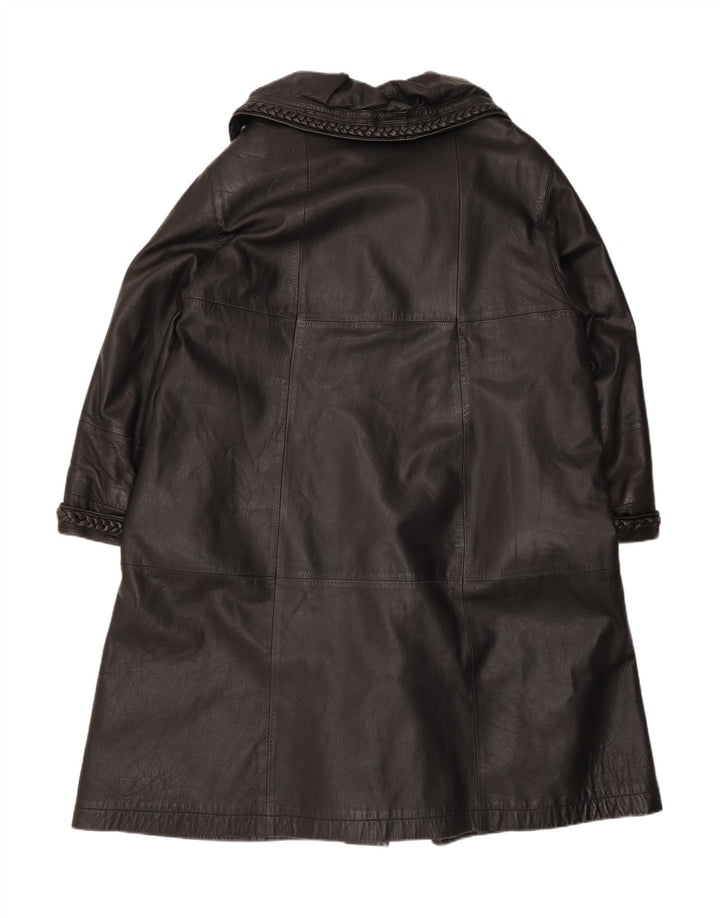 Vintage Womens Oversized Leather Coat IT 46 Large Black Leather