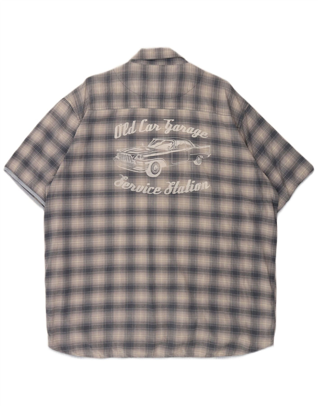 EDDIE BAUER Mens Graphic Short Sleeve Shirt XL Blue Check Cotton