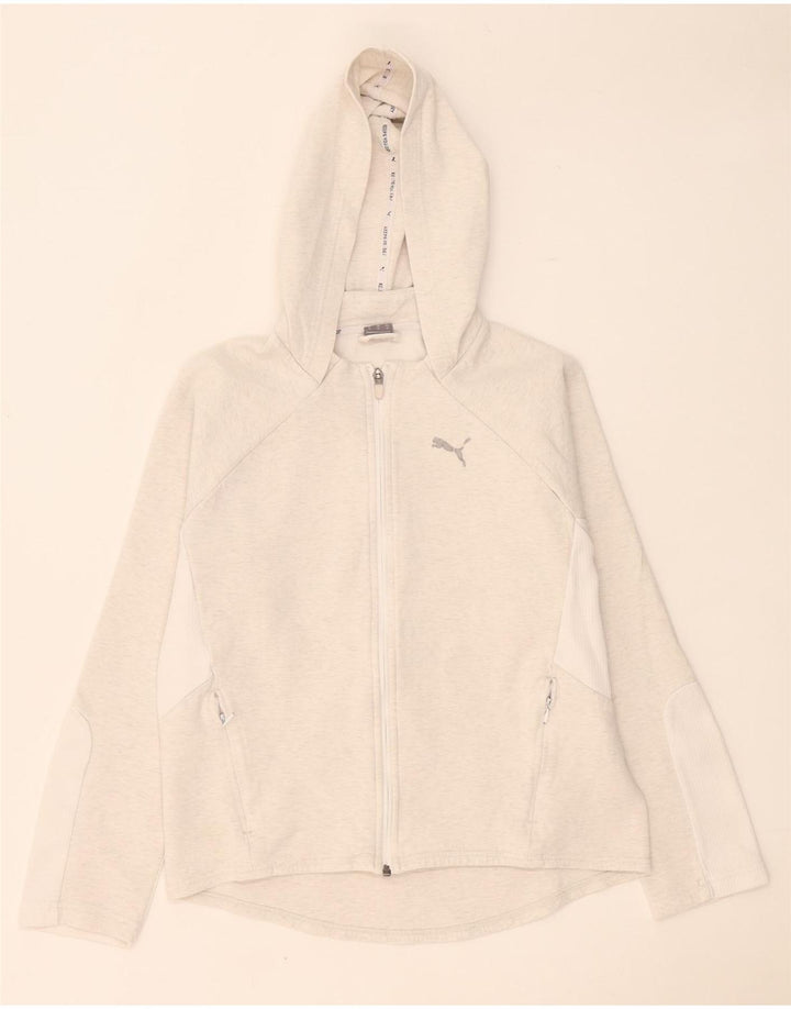 Puma Womens Zip Hoodie Sweater UK 14 Medium Grey Colourblock