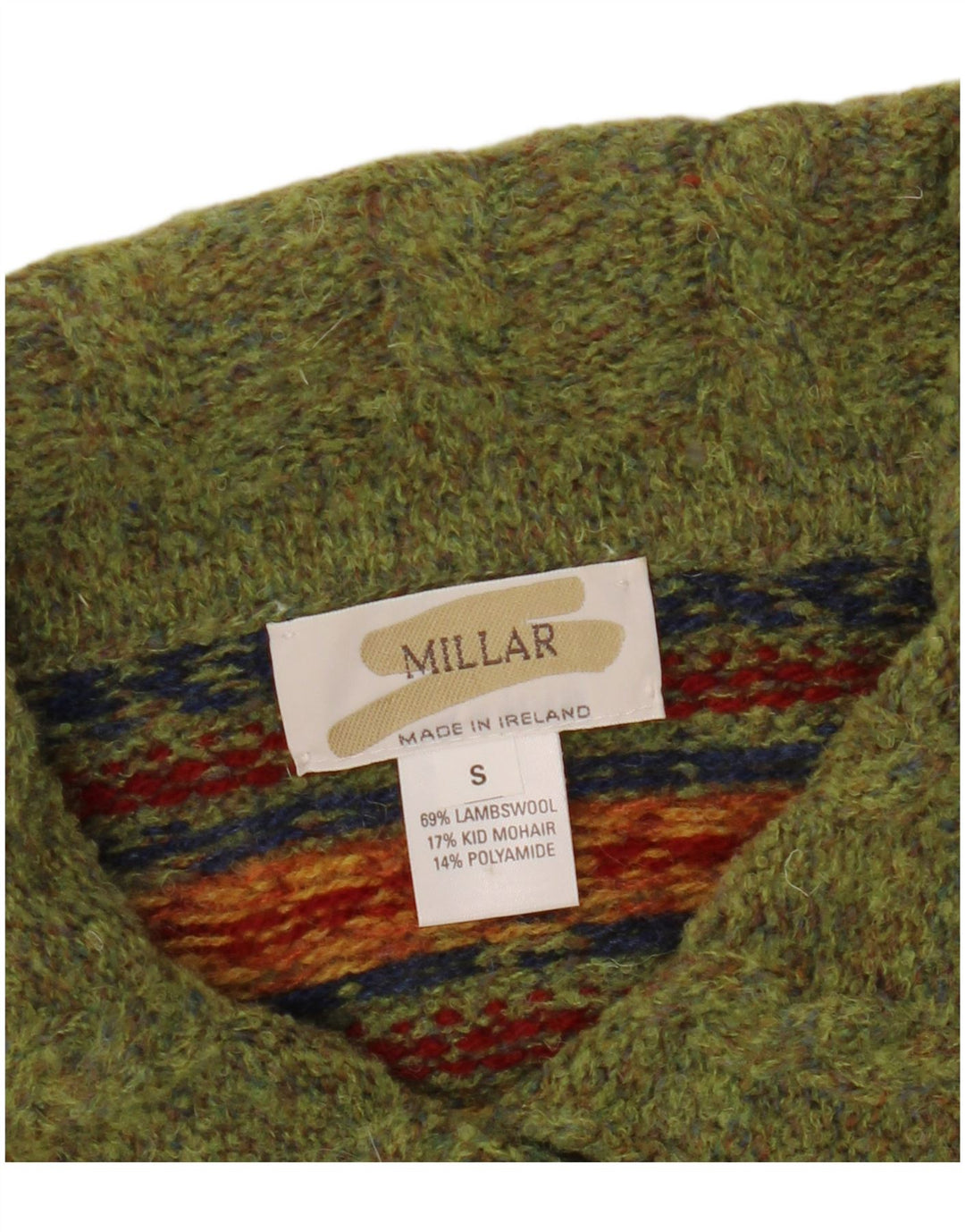 Millar Womens Oversized Cardigan Sweater UK 10 Small Khaki Fair Isle