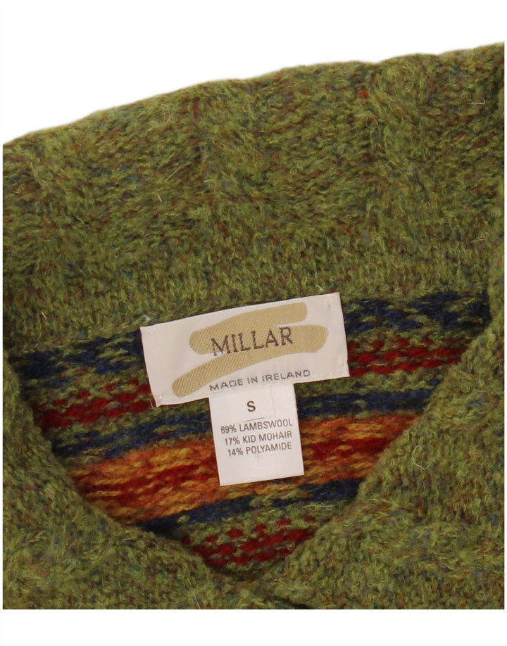 Millar Womens Oversized Cardigan Sweater UK 10 Small Khaki Fair Isle