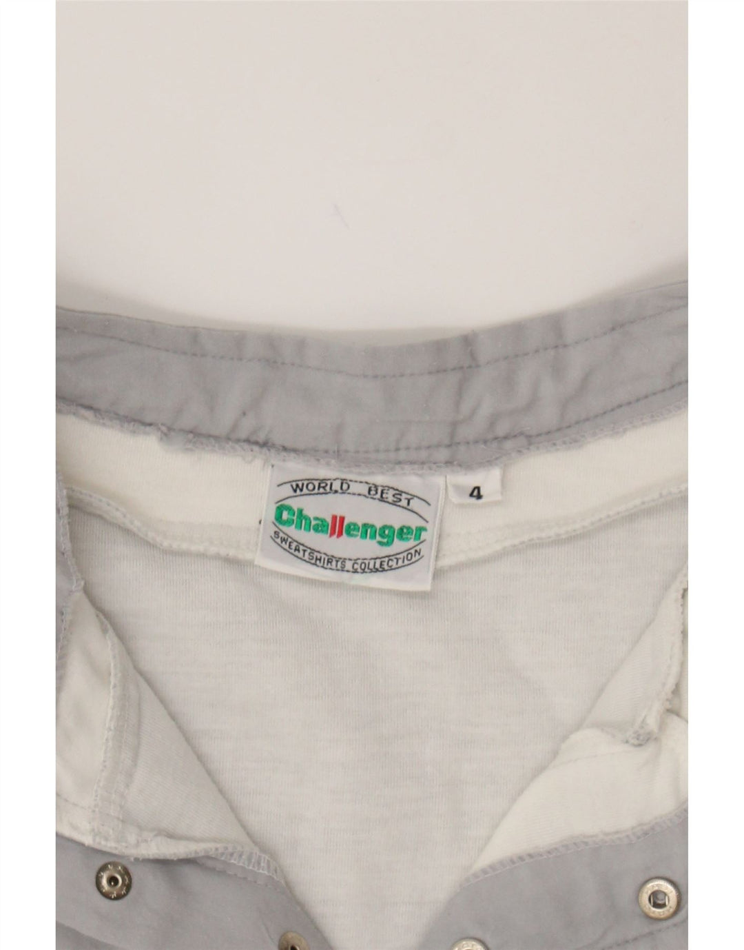 VINTAGE Mens Sweatshirt Jumper Medium Grey Colourblock Polyester Vintage Vintage and Second-Hand Vintage from Messina Hembry 