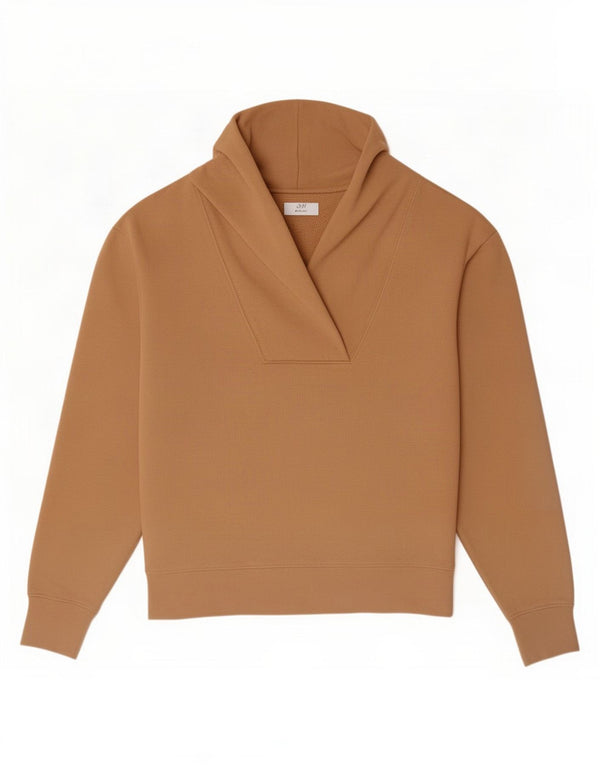 Zara Womens Shawl Neck Sweatshirt Jumper UK 14 Medium Beige Cotton