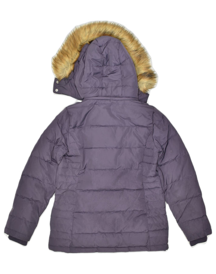 CREW CLOTHING Womens Hooded Padded Jacket UK 10 Small Purple Polyester | Vintage | Thrift | Second-Hand | Used Clothing | Messina Hembry 