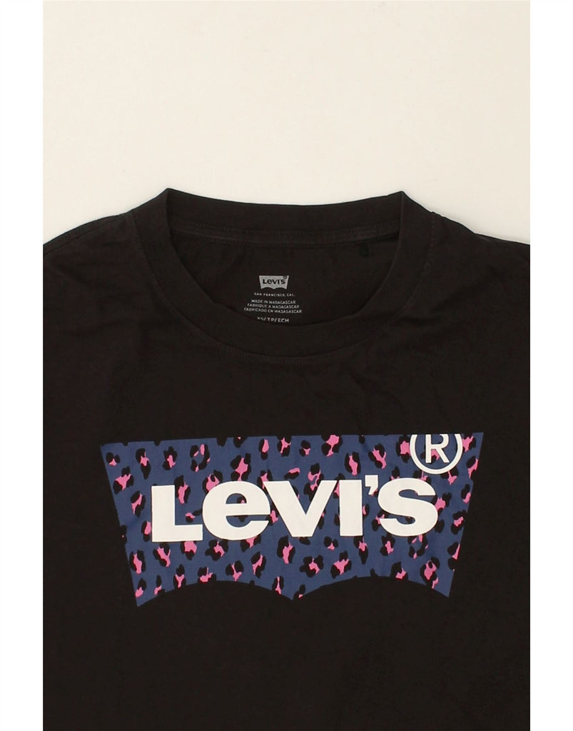 LEVI'S Womens Graphic T-Shirt Top UK 6 XS  Black Cotton | Vintage Levi's | Thrift | Second-Hand Levi's | Used Clothing | Messina Hembry 