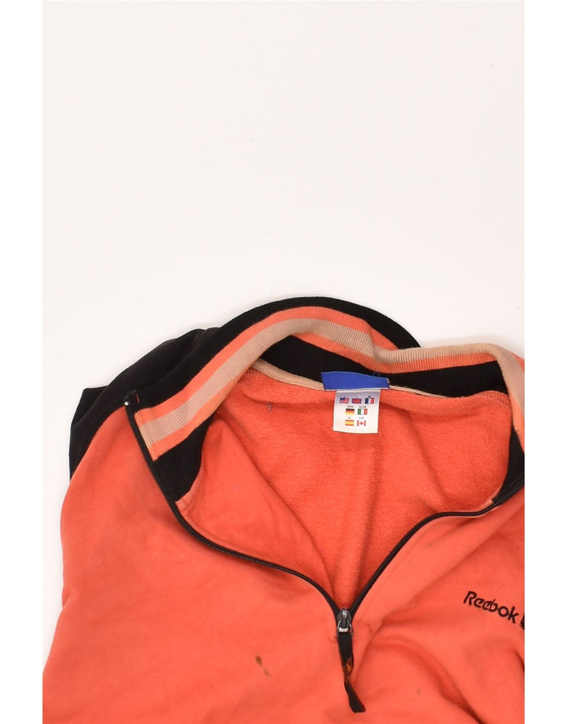 REEBOK Mens Zip Neck Sweatshirt Jumper Large Orange Cotton | Vintage Reebok | Thrift | Second-Hand Reebok | Used Clothing | Messina Hembry 