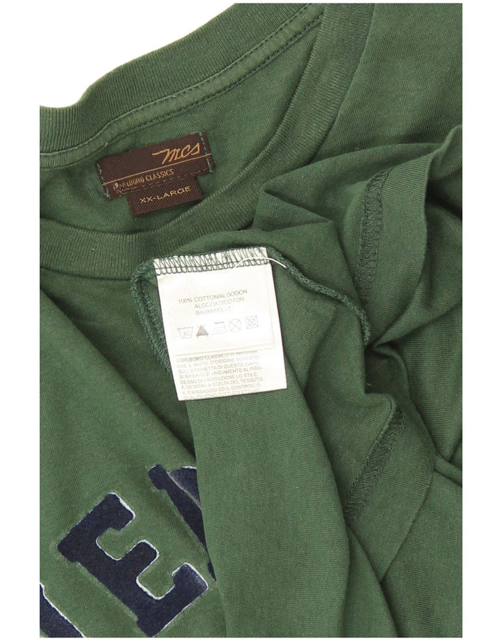 Marlboro Classics Mens Graphic Top Long Sleeve 2XL Green Cotton